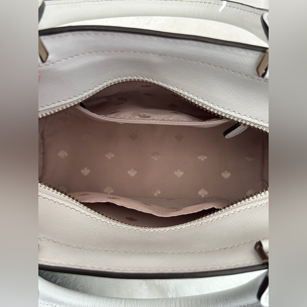 Kate Spade New York White Saffiano Leather Satchel Crossbody Bag - Picture 7 of 16